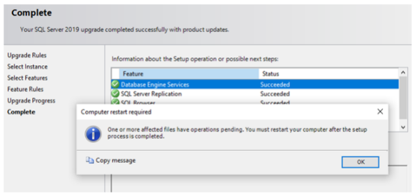 SQL Upgrade successful