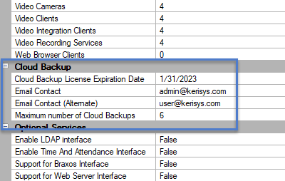 Cloud Backup - License Settings