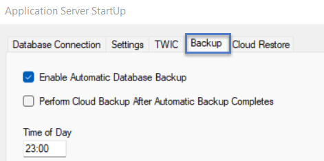 Cloud backup tab