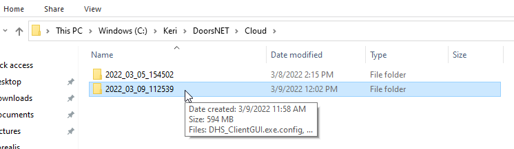 Downloaded backup files