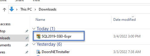 SQL Express downloaded file